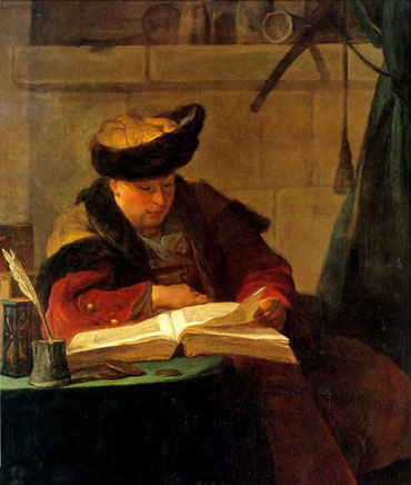 Un philosophe occupé à sa lecture de Chardin